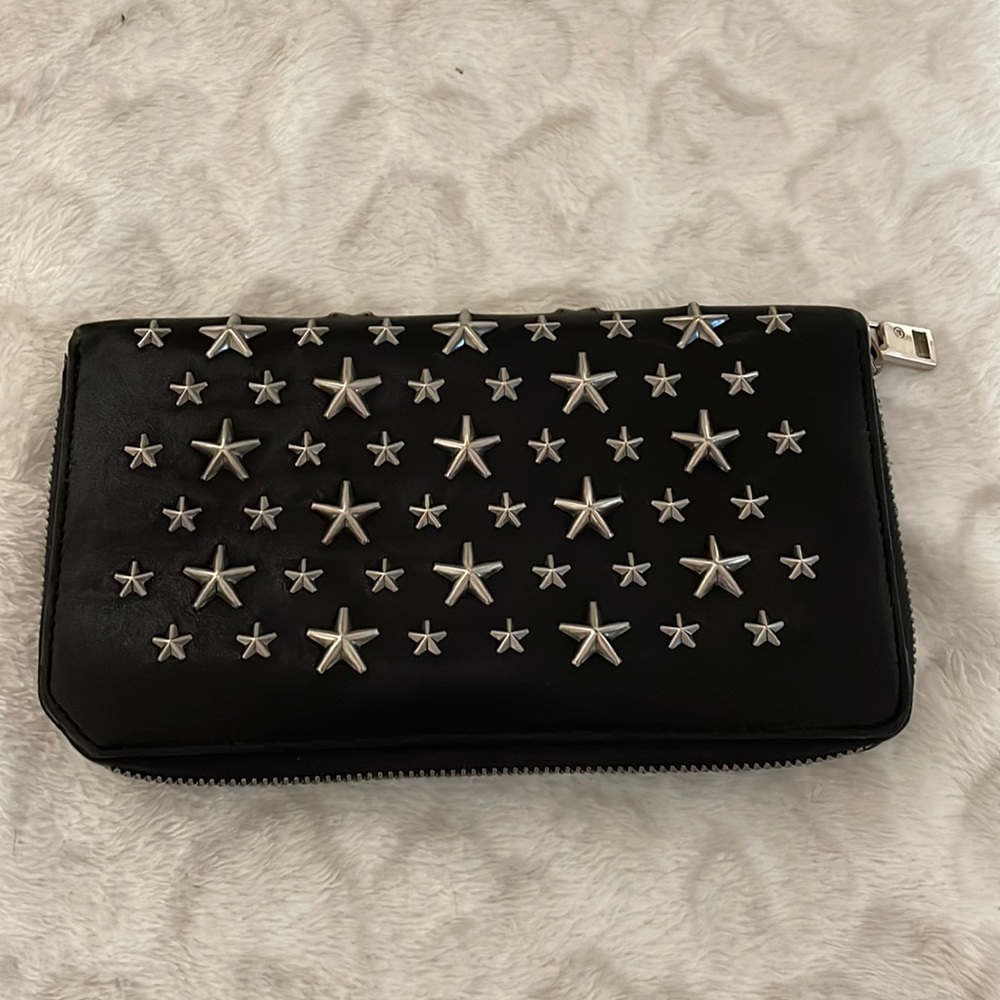 Jimmy Choo Black leather zip around wallet